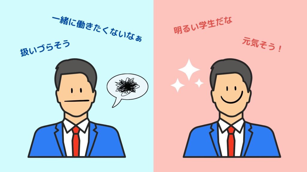 笑顔によって、相手からよい心象をもってもらえる